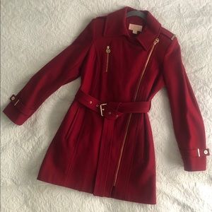 Michael Kors Asymmetrical Red Coat